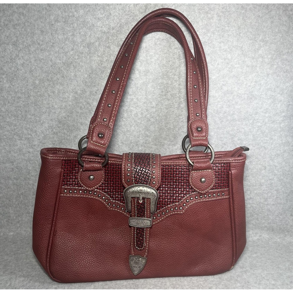 Montana West Shoulder Bag Womens Western Buckle Studded Vegan Leather Purse READ